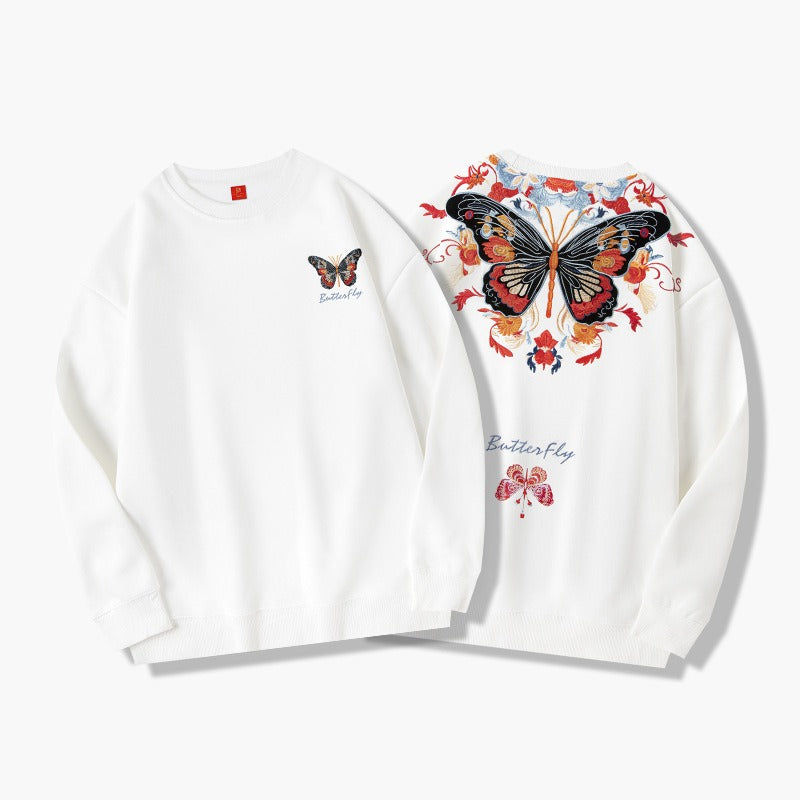 Zhuangzhou Meng Die Embroidered Round Neck Unisex Pullover