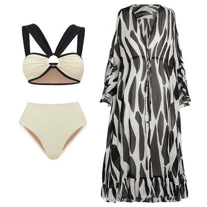 Chic Safari Vibes 3-Piece Swimsuit Set