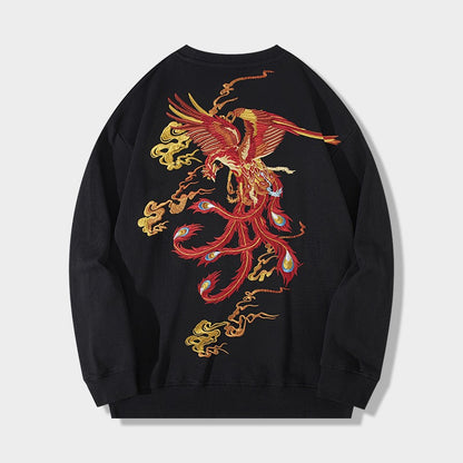 Traditional Chinese Phoenix Embroidery Sweatshirt