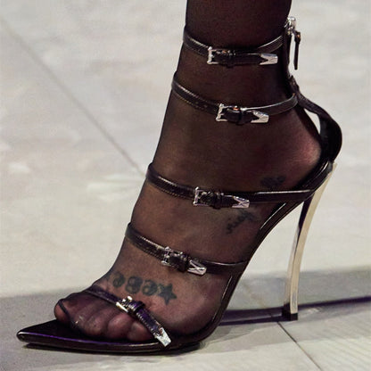 Strappy Multi-Buckle Stiletto Sandals – Ultra Sleek & Sexy