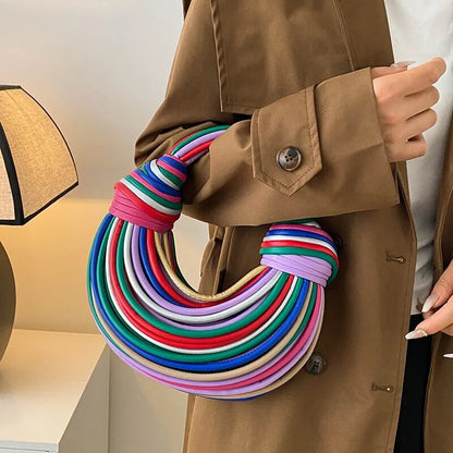 Rainbow Color Noodle Shaped Luxury Designer Purse