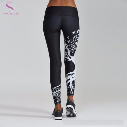 Women's Tree Print Cotton Yoga Pants