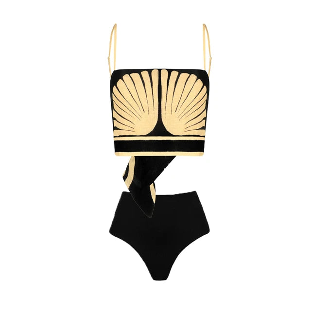 Shell Print Swimwear & Skirt Set – Coastal Luxe Edition