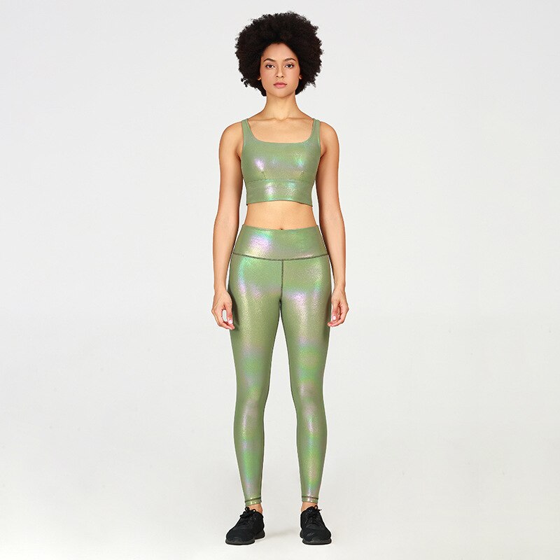 Hot Metallic Two-piece Fitness Set