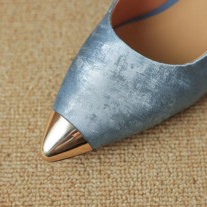 The Nova Sculpted-Heel Pointed-Toe Leather Flats