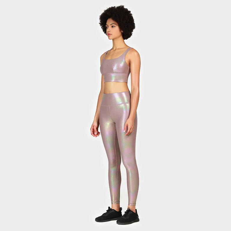 Hot Metallic Two-piece Fitness Set