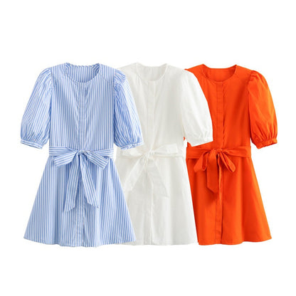 Lantern Sleeve Pinstripe Mini dress