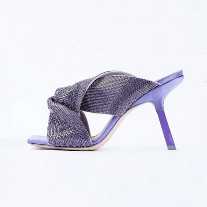 High Heeled Fashion Sandals in Frosted Velvet