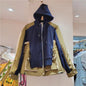 Stylish  Zipped Long Sleeves Hooded Jacket with Contrasting Fabrics, Multiple  Colors Available