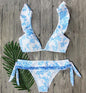 Blue Blossom Ruffle Bikini Set