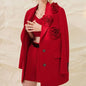 Red Floral Appliqué Blazer – Fierce Femininity, Tailored to Bloom