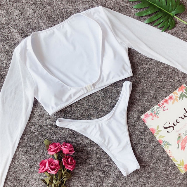 Sun Kissed Long Sleeve Brazilian Bikini Set