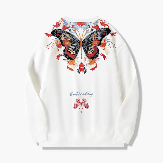 Zhuangzhou Meng Die Embroidered Round Neck Unisex Pullover