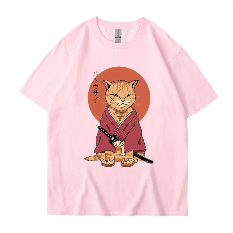 Cute Ninja Cat Cotton T-shirt, Unisex, Multiple Colors