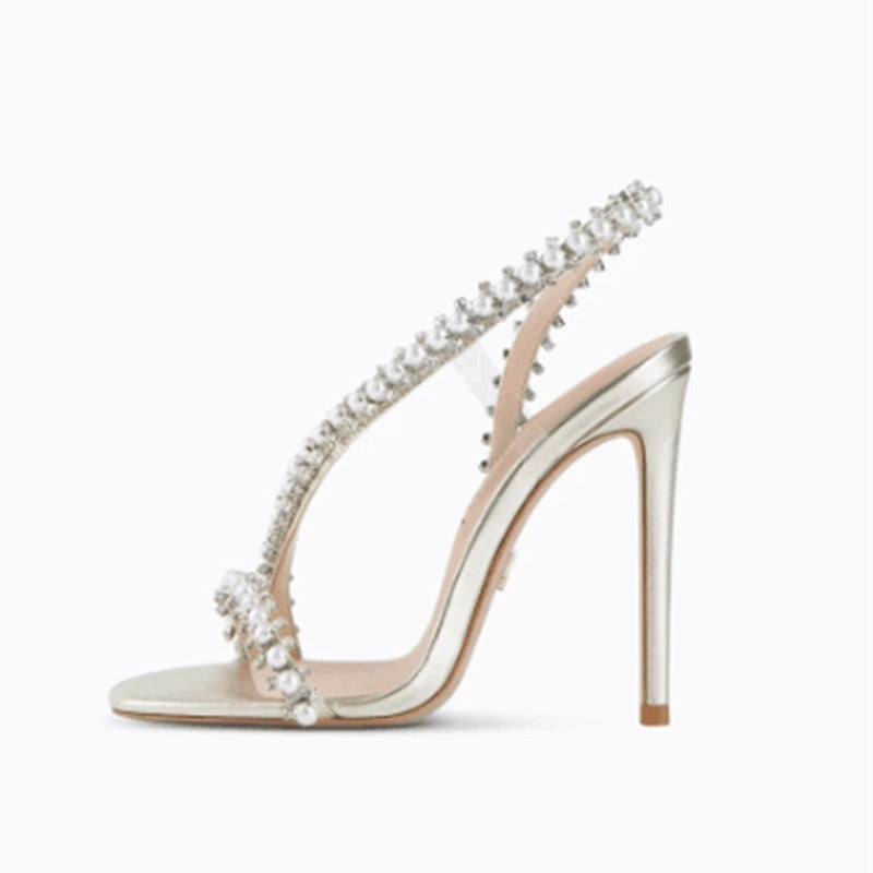 Gold Aurora™ Rhinestone Strappy High Heel Sandals