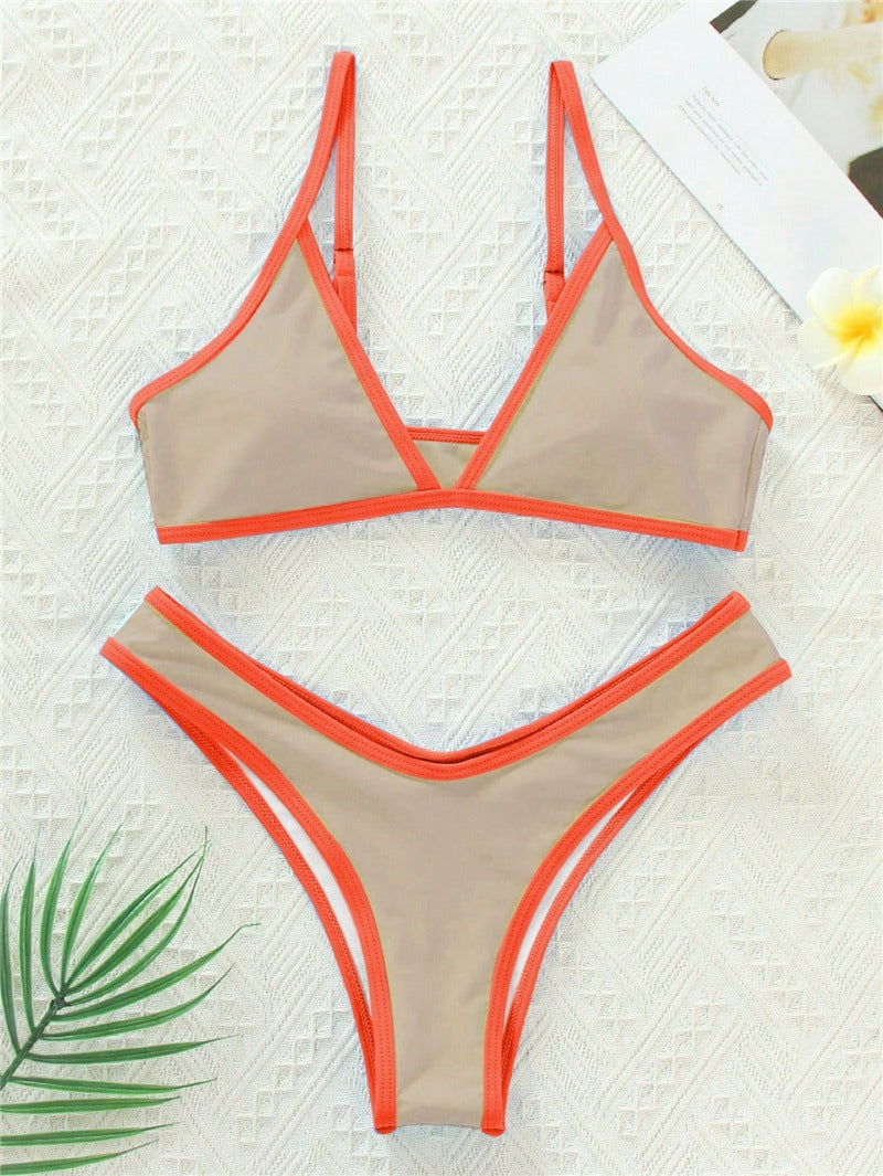 ColorPop Contrast Trim Bikini Set