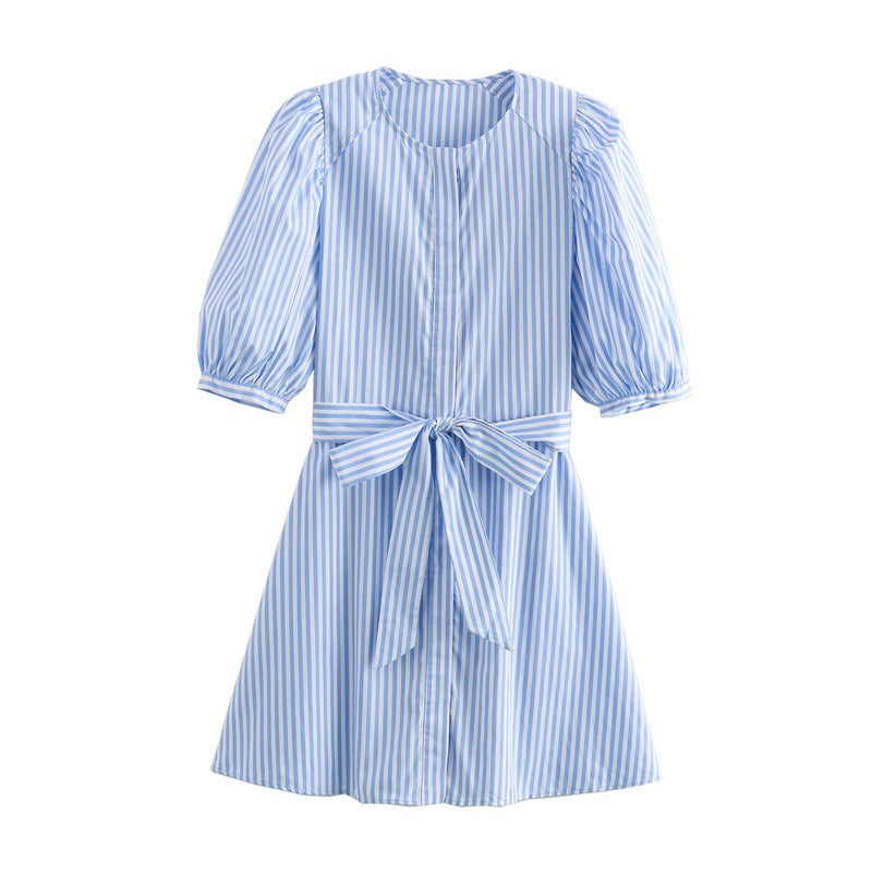 Lantern Sleeve Pinstripe Mini dress