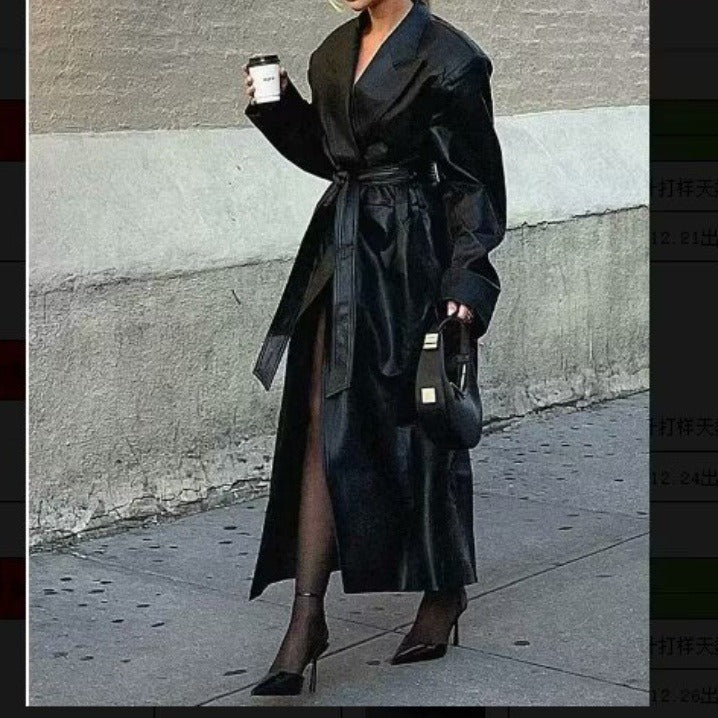 Black Vegan Leather Coat for Women, Elegant, Stylish Outerwear