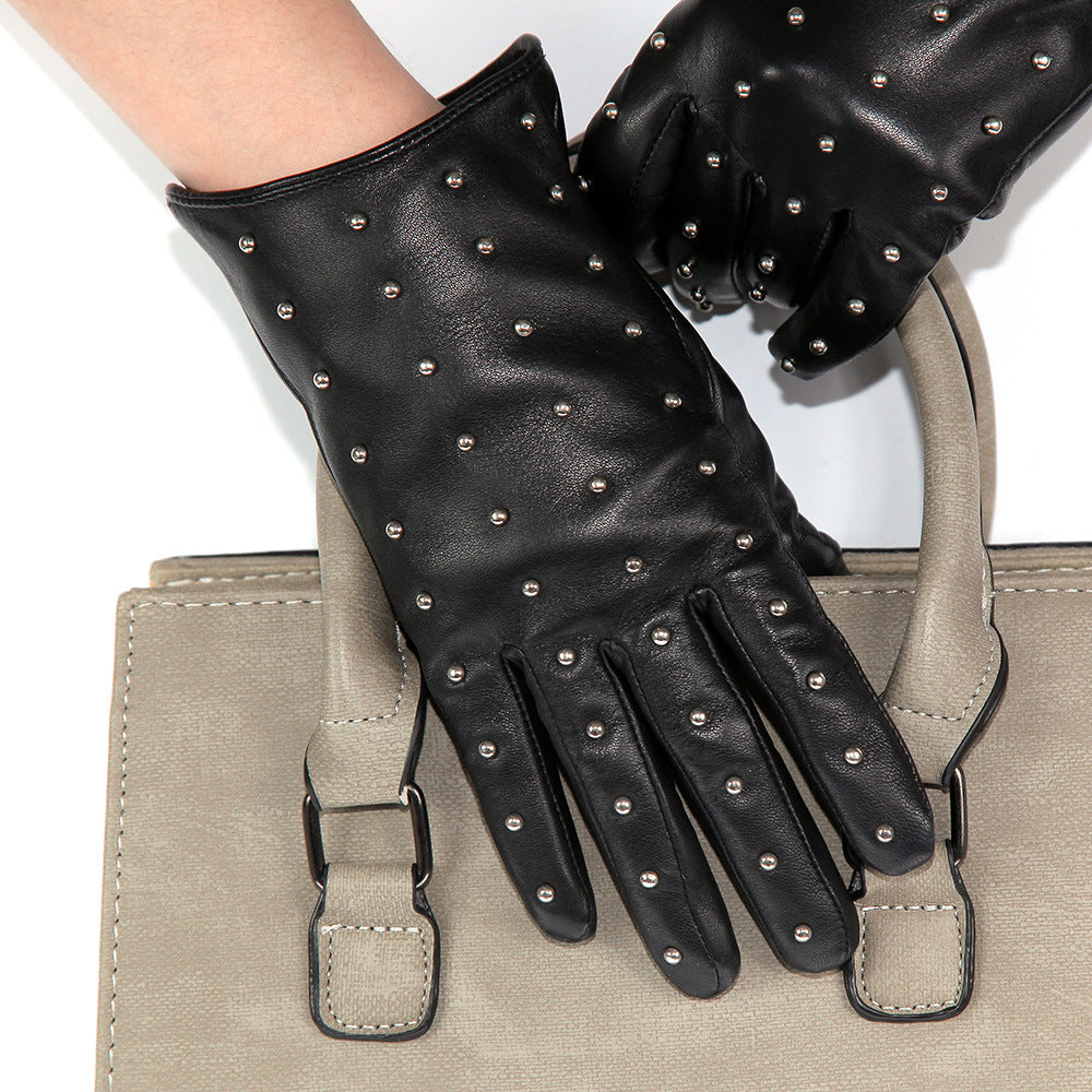 Black Genuine Sheepskin Leather women's gloves