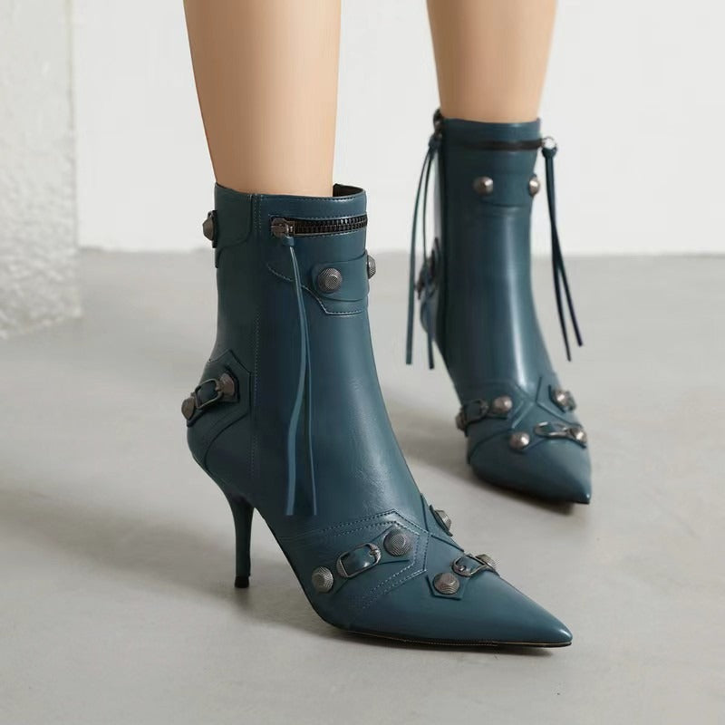 Edgy Pointed Toe Soft Leather Boots, Variety of Colors