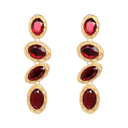 Long Diamond Replica Earrings in Multiple  Stone Colors