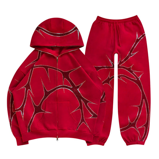 Tracksuit Set with  lDiamond zipper and a Hoodie