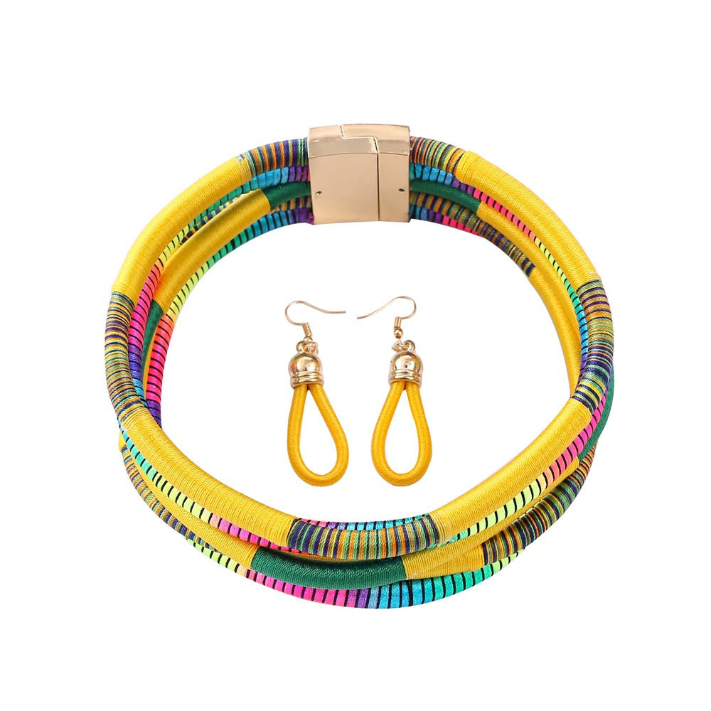 Colorful Hand Woven African Collar with a Magnetic Clasp