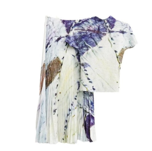 Women's Blouse and High Waist Pleated Slim Fitting Skirt , Chinese Qipao Dress Inspired. Sold As Separates, Skirt in 2 Different comes in 2  Lengths.