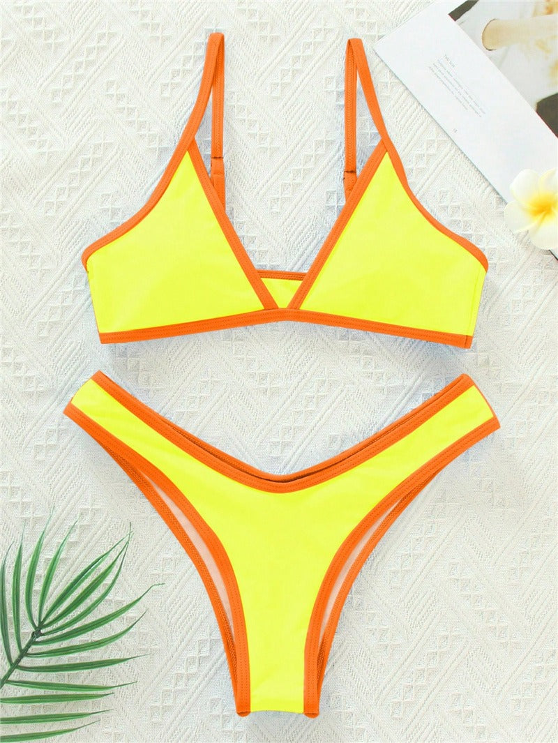 ColorPop Contrast Trim Bikini Set