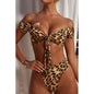 Fierce & Flirty Leopard Off-Shoulder Bikini Set