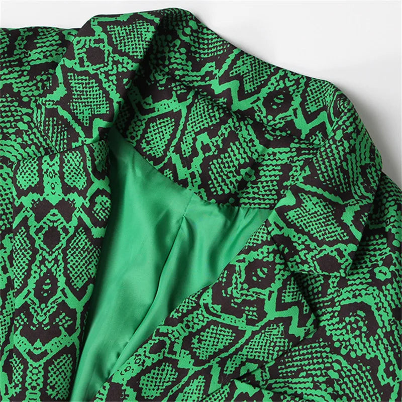 Single Breasted Snake Print Blazer for Women