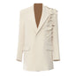 3D Butterfly Embellished Cream Blazer – Art Meets Tailoring