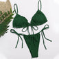 Ribbed Tie-Front Triangle Bikini Set-Multiple Colors