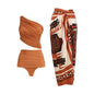 Savannah Heat One-Shoulder Swimsuit & Tiger Print Sarong Set