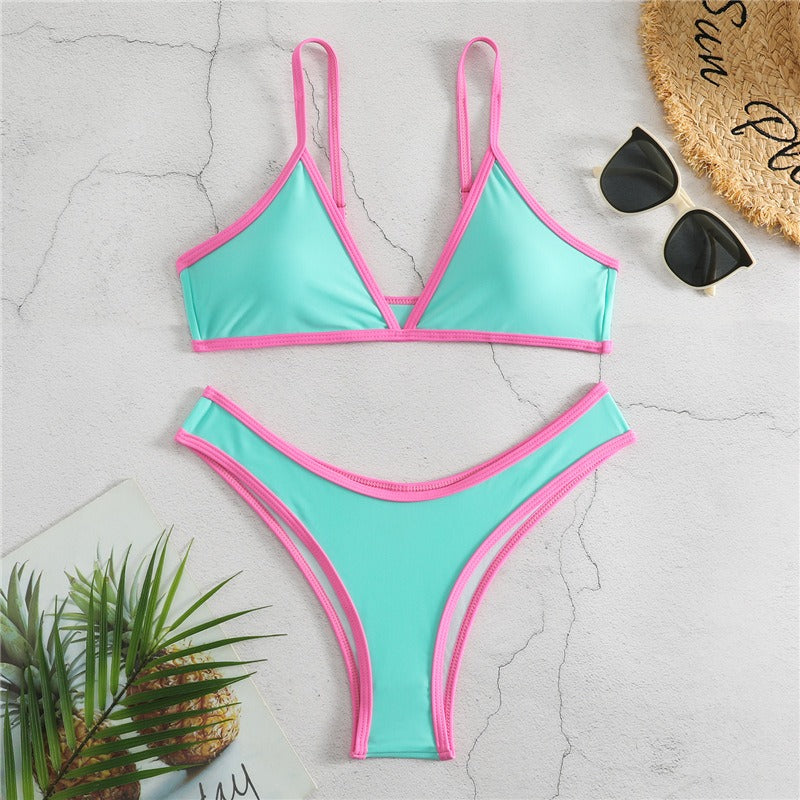 ColorPop Contrast Trim Bikini Set