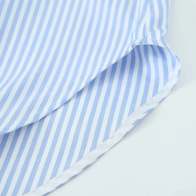Blue Striped Button-Down Shirt Dress