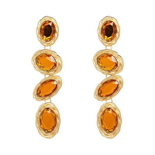 Long Diamond Replica Earrings in Multiple  Stone Colors