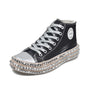 Korean Style Fashion Sneakers,  Trendy High-top Canvas Sneakers