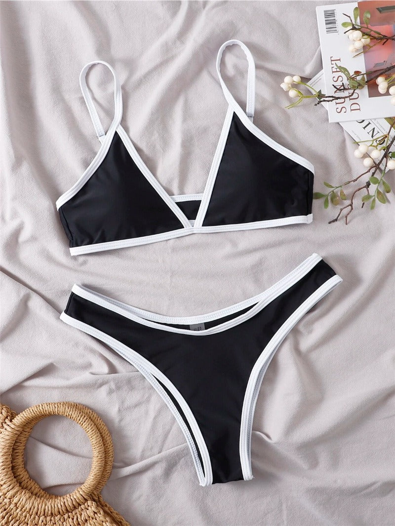 ColorPop Contrast Trim Bikini Set
