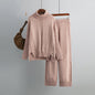 Two-Piece High Neck Knot Pullover and Matching Loose  Wide Leg Pants, Multiple  Colors