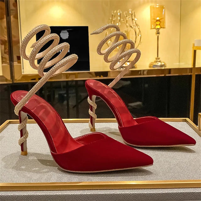 Aurora Spiral Wrap Crystal-Embellished Stiletto Pumps