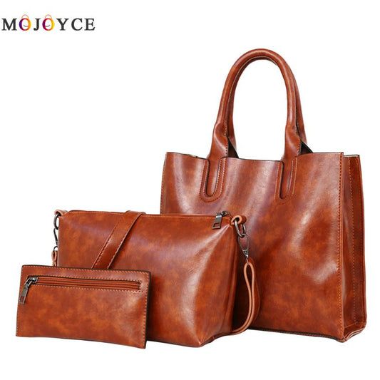 Spanish Brand 3 Pcs/Set Oil Wax PU Leather Bags