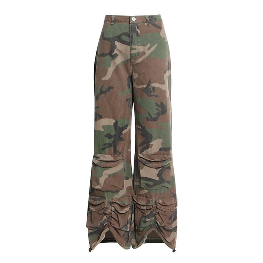 Urban Camo Cargo Pants with Cinched Hem