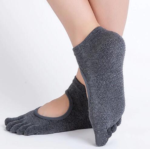 Women Yoga Socks Anti-slip Backless 5 Toe Socks