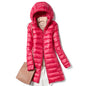 High Quality Lightweight Women's  Down  Puffer Jacket With a Detachable Hood, Packable.