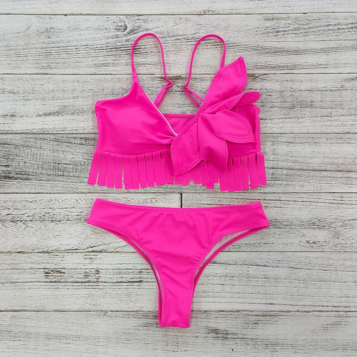 Wild Fiesta Fringe Bikini & Skirt Set – Hot Pink 3-Piece