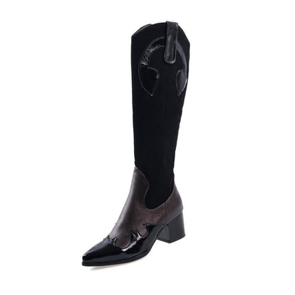 “Ranchero Eleganza” Two-Tone Western Knee-High Boots