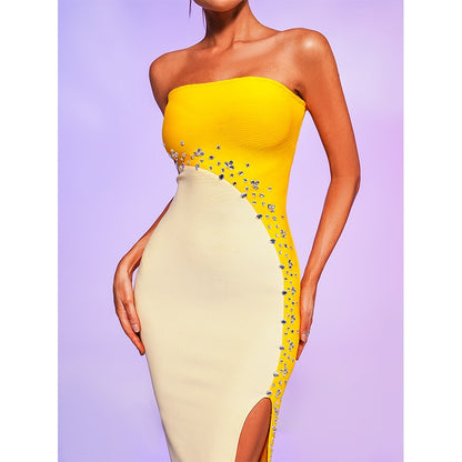 Yellow Bandage Dress With a Slit