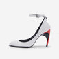 Aria Sculptural Ankle-Strap Pointed-Toe Leather Pumps