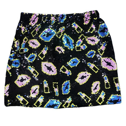 Stylish Sequin Elastic Band High Waisted Mini Skirt